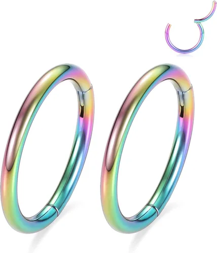 Vista 17 de GAGABODY 2 piercings para la nariz, calibre 20G, 18G, 16G, 14G, 12G, 10G, 8G, acero quirúrgico, tabique, cartílago, hélice, trago, concha, daith
