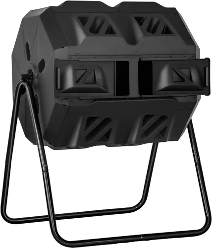 Vista 8 de Contenedores de Compostaje de 43 Galones para Exteriores Contenedor de Compostaje Giratorio Cubo de Compostaje Giratorio Cubo de Basura con Cámara