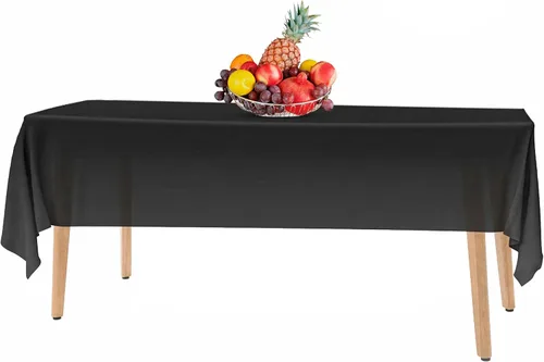 Vista 6 de Paquete de 14 manteles de plástico desechables rectangulares negros de 54 x 108 pulgadas - Cubiertas decorativas lisas para fiestas, bodas