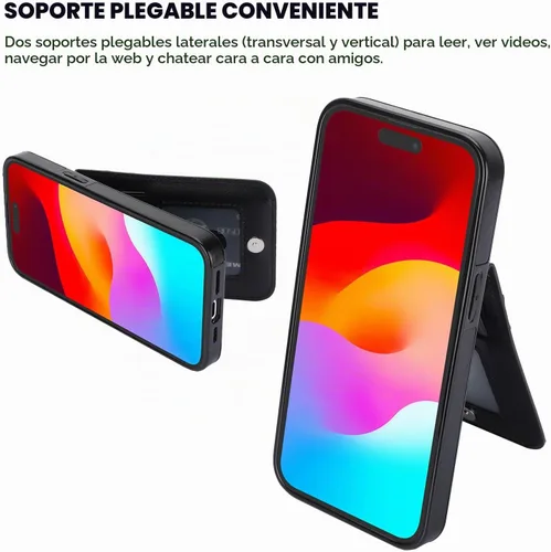 Vista 5 de KIHUWEY Compatible con iPhone 15 Pro Max Funda Billetera con Soporte para Tarjeta de Crédito, Tapa de Cuero Premium con Cierre Magnético y Soporte