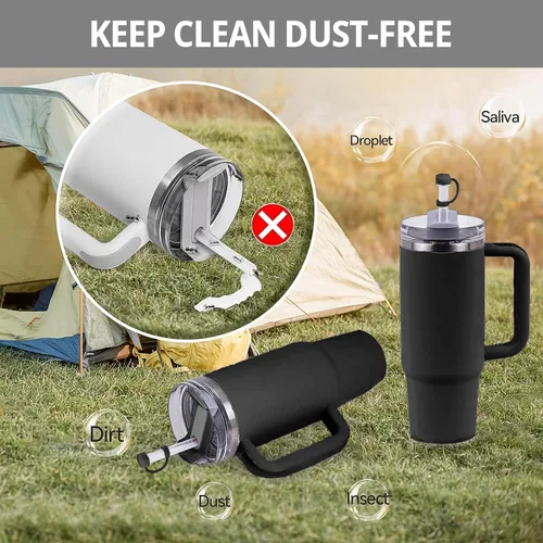 Vista 3 de Juego de 4 tapones antiderrames para Stanley Cup 2.0, accesorios de 40 onzas/30 onzas, kit de silicona a prueba de fugas de accesorios para vasos