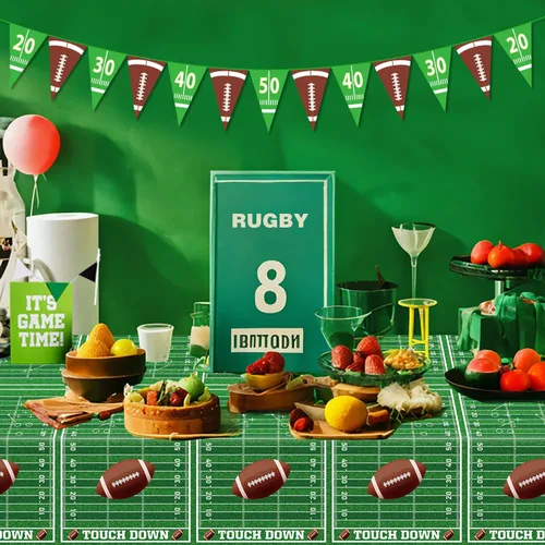 Vista 4 de Manteles de fútbol, paquete de 4 fundas rectangulares para mesa de fútbol, para el día del juego, campo de fútbol para decoraciones de fútbol
