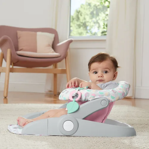 Vista 6 de Summer Infant Asiento de Piso de 3 Posiciones para Aprender a Sentarse Etapas, Rosa Dulce-y-Agrio – Sienta al Bebé para Ver el Mundo – Asiento