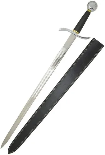 Vista 37 de Medieval Warrior Knights Templar Long Sword with Sheath Steel Guard, Leather Wrapped Handle
