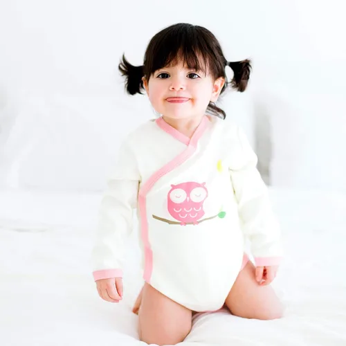 Vista 23 de Babysoy Kimono de algodón orgánico de manga larga Onesie Bodysuit