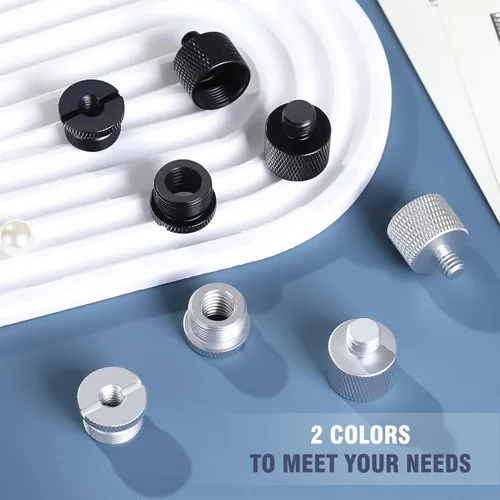 Vista 5 de Fansjoy Paquete de 8 adaptadores de soporte de micrófono, adaptador de rosca de soporte de micrófono, 5/8 hembra a 3/8 macho, 3/8 hembra a 5/8