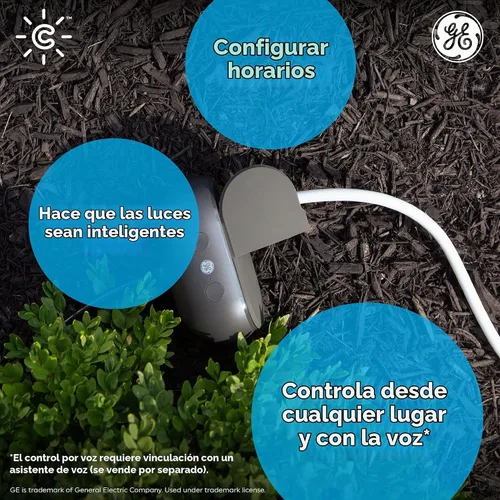 Vista 2 de [Usado] GE Cync - Enchufe inteligente, enchufe Bluetooth para exteriores y Wi-Fi, enchufe resistente a la intemperie, funciona con Alexa y Google