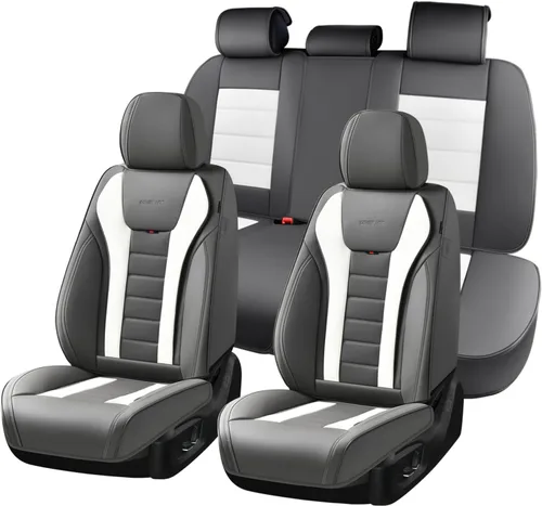 Vista 21 de Coverado Juego completo de fundas de asiento de automóvil, protector impermeable para asiento de automóvil, cojín de asiento de cuero, fundas