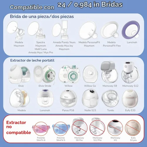 Vista 3 de Maymom Insertos de brida de 0.512 in para Medela, Spectra 0.945 in Shields/Flanges, Momcozy/Willow Wearable Cup. Compatible con Medela Freestyle