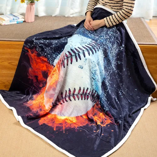 Vista 2 de Sviuse Manta de béisbol con estampado de bolas de béisbol, regalos para niños y adultos, artículos deportivos para amantes del sóftbol, manta suave