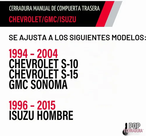 Vista 6 de Pop & Lock PL1600 Cerradura manual negra de compuerta trasera para Chevy/GMC/Isuzu