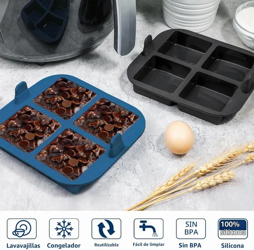 Vista 7 de Webake Molde para Brownies de Silicona para Freidora de Aire para Hornear, Molde de Silicona Cuadrado Antiadherente de 2.6" para S'mores, Disco
