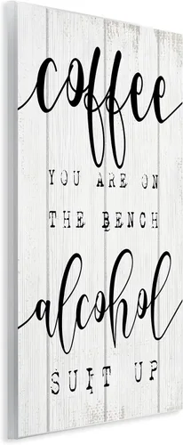Vista 2 de Café Banched Alcohol Suit Up Phrase Sports' Arte de placa de pared