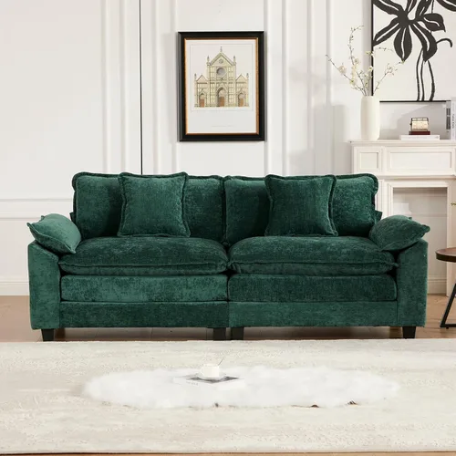 Vista 64 de Sofá seccional modular, sofá seccional en forma de L de 76.7 pulgadas con otomana móvil, cómodo loveseat de chenilla nube con reposabrazos