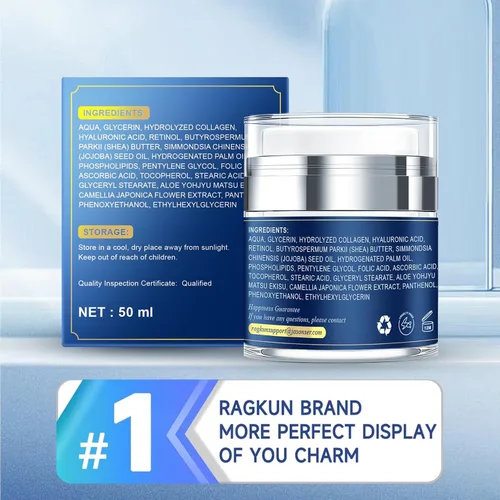 Vista 8 de Ragkun Crema de retinol para la cara, cremas de colágeno para el cuello para tensar y reafirmar, hidratante facial antienvejecimiento de día y noche