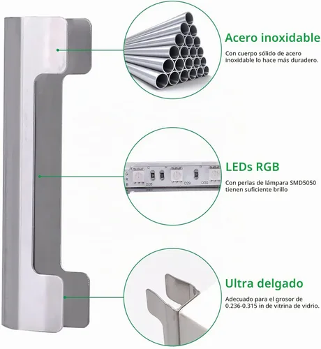 Vista 5 de AIBOO Kit de iluminación LED para estante de vidrio para iluminación lateral trasera con cable flexible y clip con control remoto RF (8 luces, RGB)