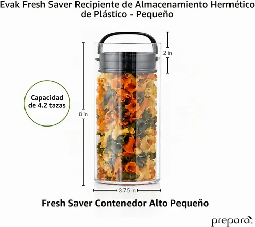 Vista 2 de Prepara Evak Fresh Saver - Recipiente de plástico hermético, pequeño/alto Negro