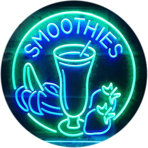 Vista 12 de ADVPRO Smoothies Fruit Drink Shop Señal de neón LED de doble color azul y rojo 24 "x 16" st6s64-i3343-br