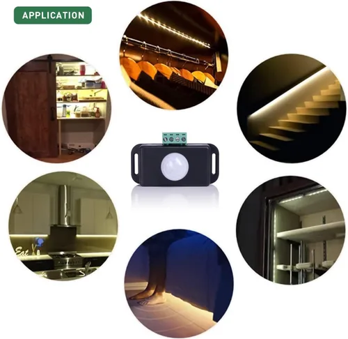 Vista 4 de Sensky BS009 12V 24V PIR Sensor LED Sensor de Movimiento Interruptor Temporizador de Movimiento Función Señal Control PIR Controlador LED Tiras