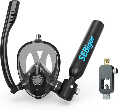 Vista 8 de Máscara de snorkel Mini tanque de buceo 0.5L hasta 6 minutos de respiración submarina dentro de 30 pies de profundidad de buceo pequeño tanque