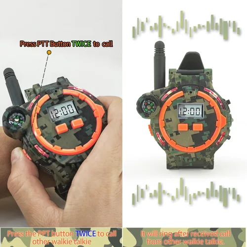 Vista 5 de Walkie Talkie recargable para niños, radio bidireccional Walky Talky con linterna, juego para exteriores, interfono, juguete y regalos para niños