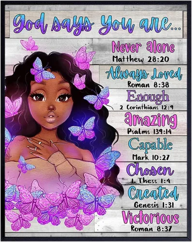 Vista 9 de Arte de pared y decoración de niña negra, póster con imagen de mujeres afroamericanas, mujeres, adolescentes, lindas afirmaciones positivas, regalos