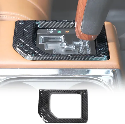Vista 10 de Compatible con Toyota Tundra 2014-2021 ABS Consola Central Cambio Panel Marco Embellecedor Accesorios de Auto (Estilo Fibra de Carbono)