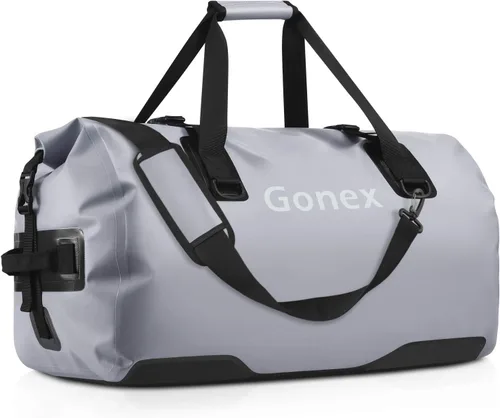 Vista 9 de Gonex Bolsa de lona impermeable extra grande de 40 L, 60 L, 80 L, bolsa de lona seca de viaje, bolsa resistente con correas y asas duraderas