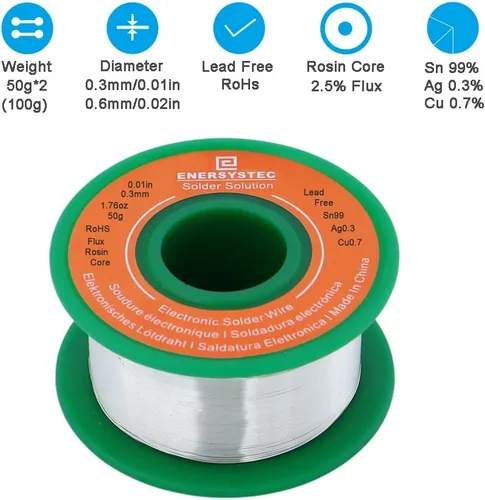 Vista 3 de Alambre de soldadura ultrafino sin plomo 0.012 in 0.024 in Electrónica Soldadura Alambre de resina Núcleo de flujo de resina Calibre fino Soldadura