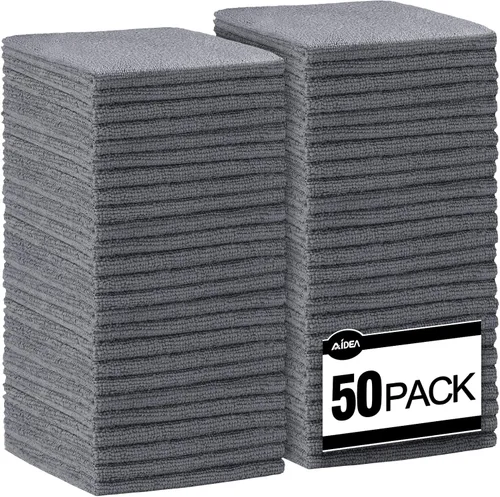 Vista 18 de AIDEA Microfiber Cleaning Cloth Blue-50PK, Soft Absorbent Shop Rags, Microfiber Towels for Cars, Kitchen Towels, Dusting Cloth for Home, Window