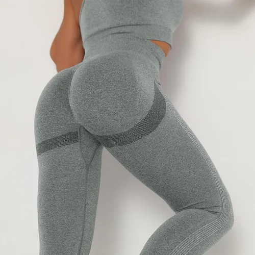 Vista 4 de Pantalones ajustados de yoga para mujer, mallas de cintura alta para levantamiento de glúteos, pantalones para correr y entrenar
