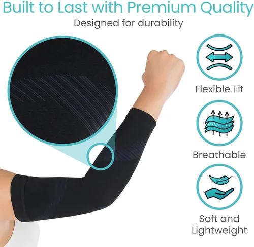 Vista 4 de Vive Manga de compresión de brazo para hombres, mujeres, 20-30 mmHg médica graduada con protección UV, para tendinitis, artritis