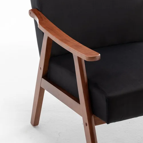 Vista 4 de Container Furniture Direct Silla decorativa con tapicería de microfibra y marco de madera maciza, muebles de sala de estar clásicos de mediados