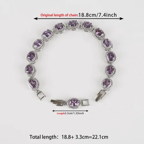 Vista 2 de Qingbin - Pulsera ovalada con circonita cúbica AAA+, pulsera clásica de tenis con circonita cúbica