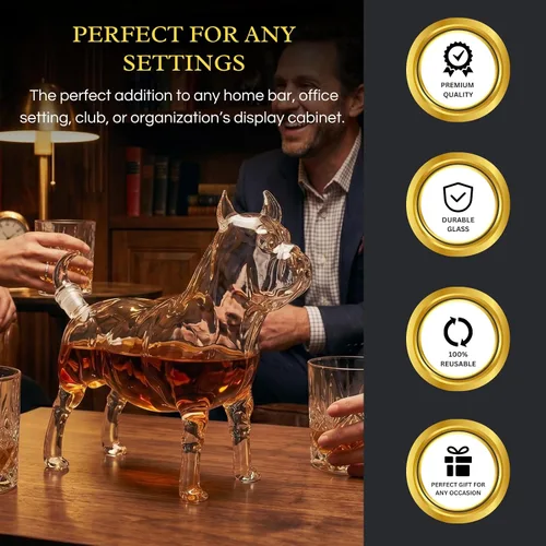 Vista 4 de French Bulldog & Pug - Decantador de whisky (16.9 fl oz) Jarra de vino, escocés y licor en forma de animal de primera calidad Utensilios de bar