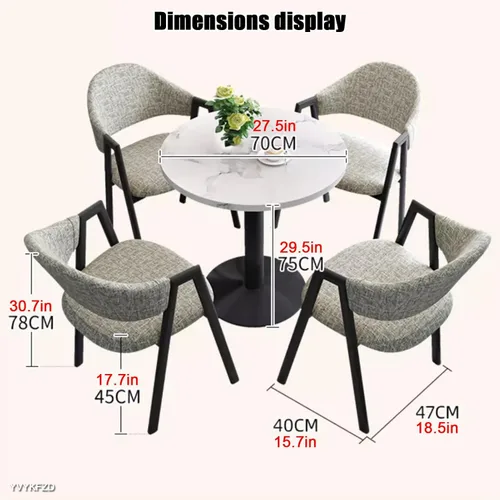 Vista 7 de YVYKFZD Mesa redonda de conferencias, juego de mesa y silla de oficina, sala de recepción, mesa de comedor simple para 4, mesa de negociación
