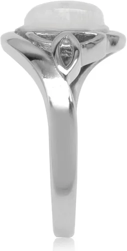 Vista 3 de Silvershake Genuine Pear Shape Cabochon Stone White Gold Plated 925 Sterling Silver Triquetra Trinity Celtic Knot Right Hand Ring Jewelry for Womwn