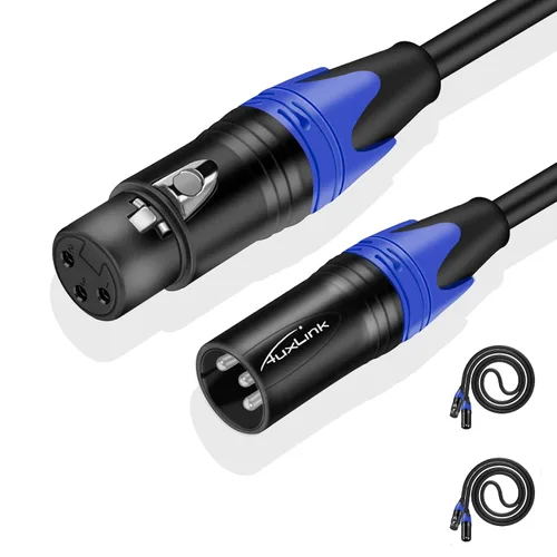 Vista 9 de Cable XLR, cables de micrófono de 1.5 pies, cable XLR corto macho a hembra de 3 pines adecuado para sistemas de altavoces, estación de radio