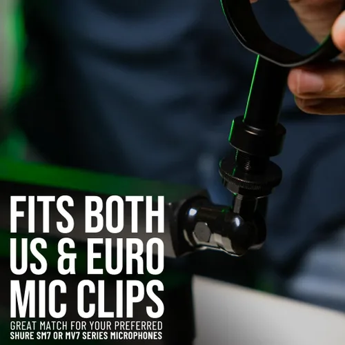 Vista 8 de Shure by Gator Soporte de Micrófono Boom de Escritorio Premium de Perfil Bajo; Totalmente Ajustable para Podcast, Transmisión y Configuraciones