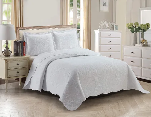 Vista 7 de Kids Zone Home Collection - Juego de colcha grande en relieve elegante, color liso, peso ligero, nuevo #Stacy (Beige, Twin)