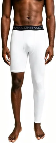 Vista 8 de Medias de compresión de una pierna pantalones largos de baloncesto deportes capa base ropa interior activa apretado Negro-Izquierda-Largo