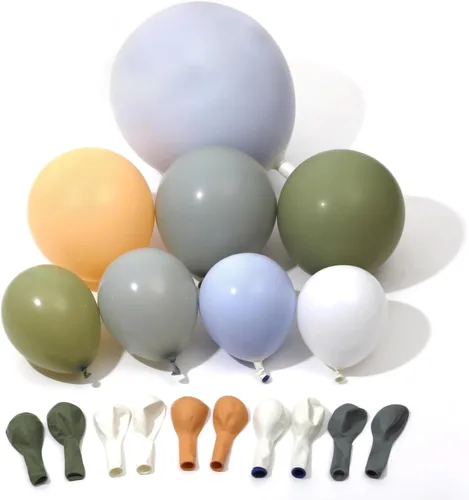 Vista 7 de Guirnalda de Globos Verde Azul Polvoriento – Globos de Doble Relleno Azul Bebé Verde Salvia Blanco Nude para Kit de Arco de Globos de Oso – Perfecto