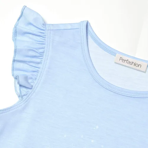 Vista 2 de Paquete de 2 pijamas de sirena con manga volada para niñas ropa de dormir de algodón