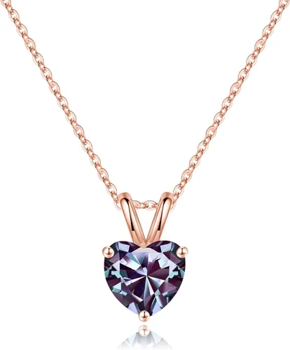 Vista 24 de SMILEST Dainty Heart Birthstone Necklace for Women, 925 Sterling Silver 01-enero-granate rojo
