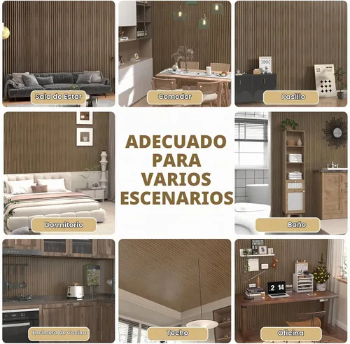 Vista 3 de Paquete de 4 paneles acústicos de madera para pared y techo (47.2 x 23.6 pulgadas), elegantes paneles de listones insonorizados con acabado