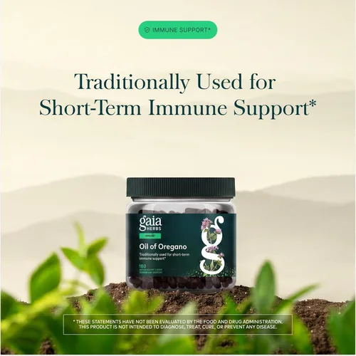 Vista 3 de Gaia Herbs Cápsulas de aceite de orégano - 230 mg de hoja de orégano - Suplemento de apoyo inmunológico y antioxidante con aceite de orégano