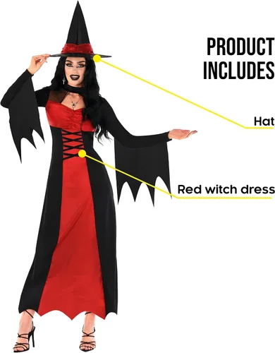 Vista 2 de Morph Disfraces de bruja para mujer, disfraces de bruja para adultos, traje de bruja para adultos, disfraces de Halloween para mujeres adultas