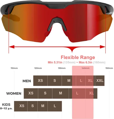 Vista 7 de Gafas de sol deportivas XL para hombres, béisbol, correr, ciclismo, voleibol, MTB, regalos de recreación al aire libre.