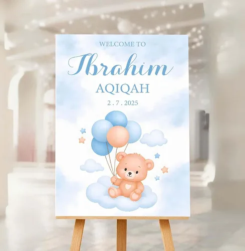 Vista 9 de Personalized Welcome Sign Baby Shower, Pink Bow Floral Baby Shower Welcome Sign: Editable, 12" X 18" (Small), 27" (Medium), 36" (Large), Plastic