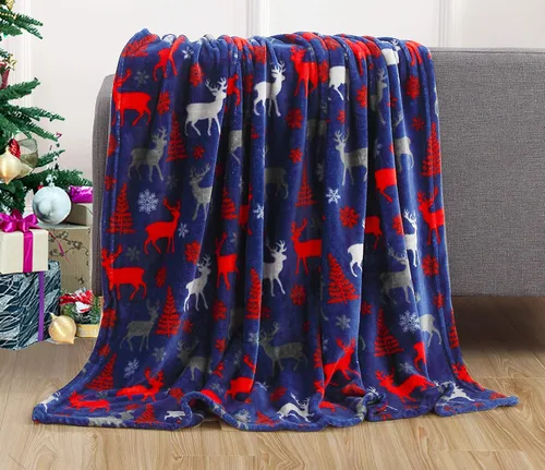 Vista 23 de Elegant Comfort - Manta de vellón muy suave y aterciopelada, con estampado navideño, a cuadros escoceses, de 50 x 60 pulgadas (búfalo negro)